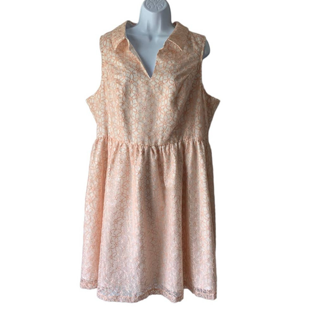 Modcloth Fit and Flare Cocktail Dress in Pink Embroidered Loral, size 1X